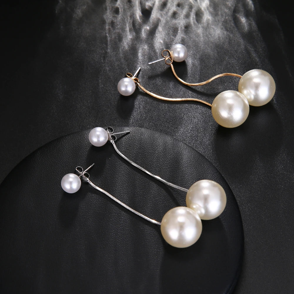 Long Tassel Pendant Dangle EarringsFor Women Irregular Imitation Pearl Drop Earring Gold Color Fashion Jewelry