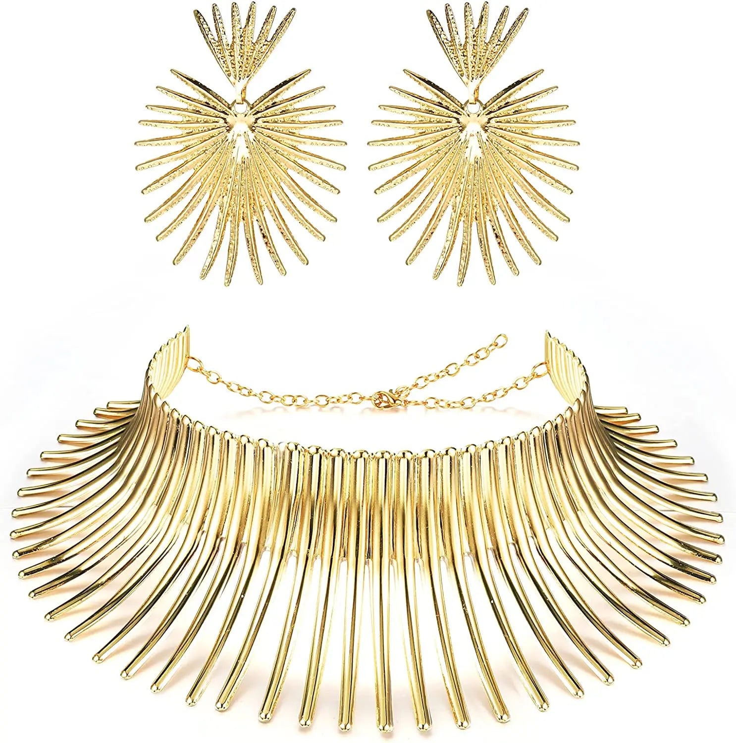 Ensemble Collier Plastron et Boucles d'Oreilles en Or