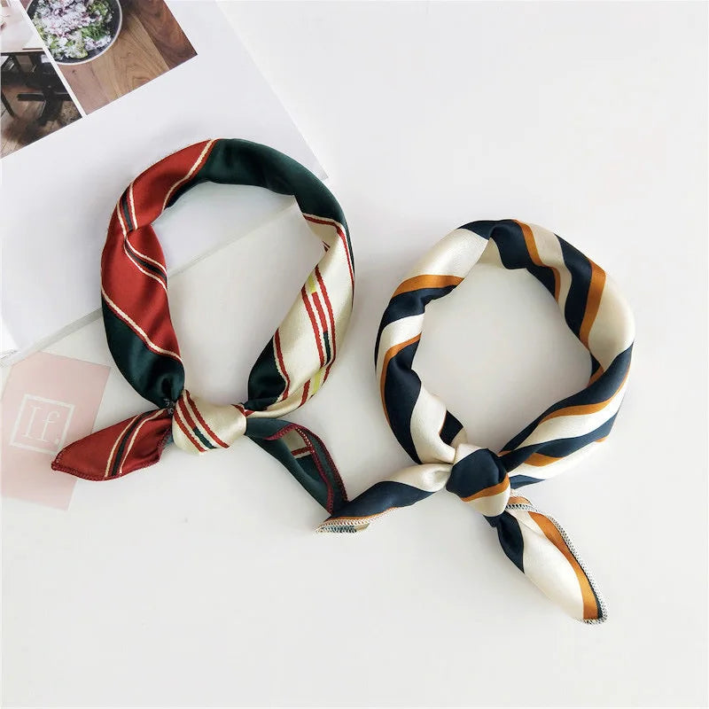 Fashion 50cm Square Silk Scarf Women Print Small Neck Ring Wraps Scarves Stylish Lady Hair Band Foulard Bandana Hand Kerchief